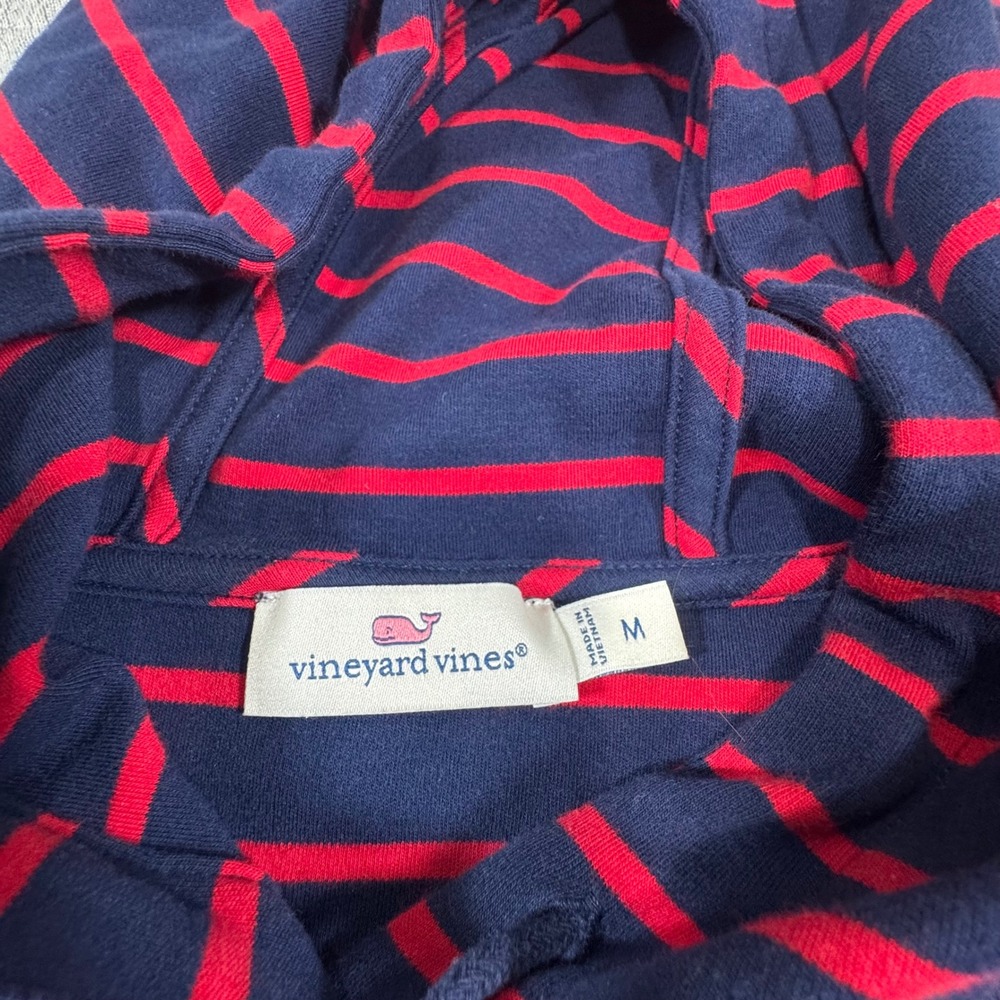 EUC Vineyard Vines Striped Hoodie Women's Medium Shep‎ Shirt Red Navi Pullover - Picture 5 of 9